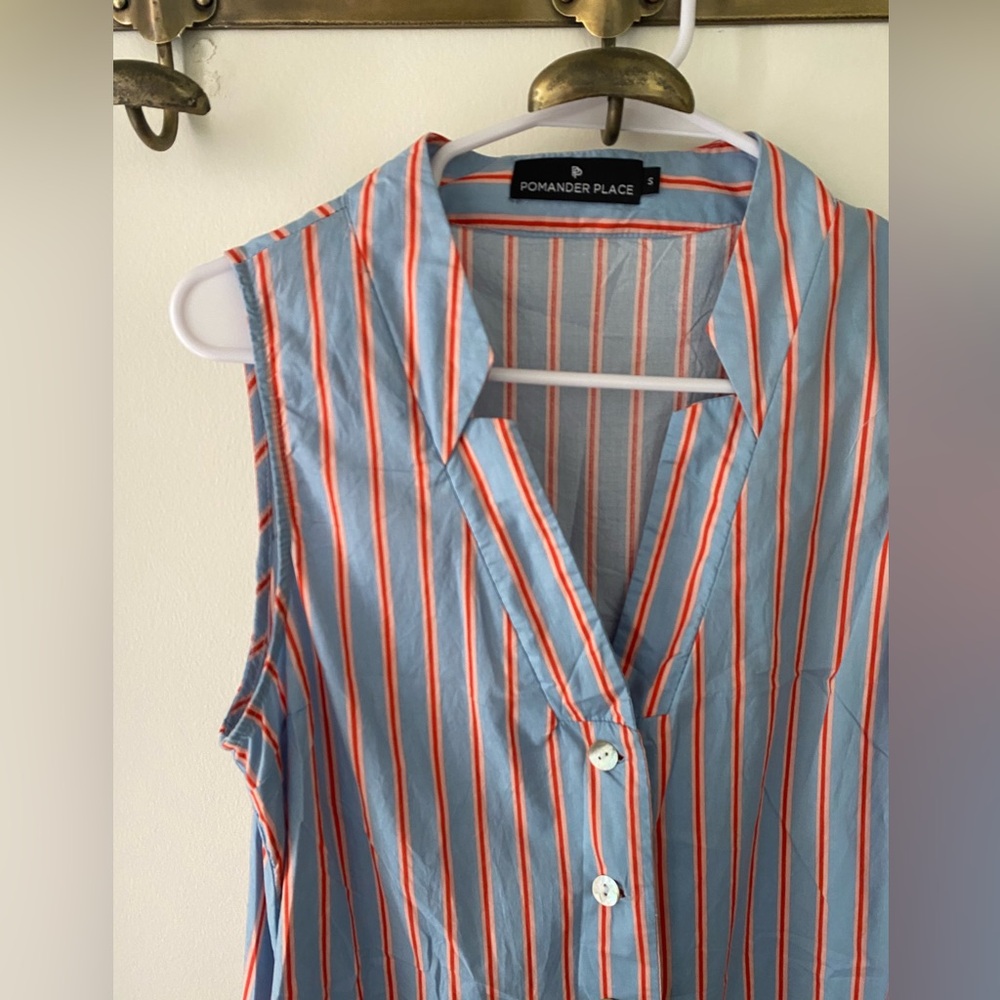 Pomander Place Blue and Red Striped Dress size small - Picture 4 of 6